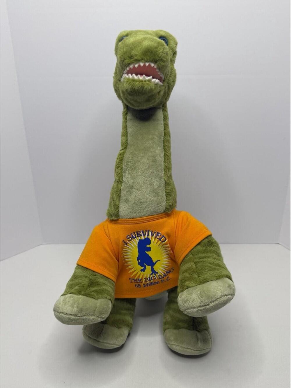 2012 Build a Bear Green Striped Brontosaurus Stuffed Dinosaur 22" Plush